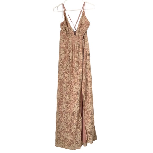 Lulu's Stolen Moments Dusty Pink Lace Split Maxi Dress - Picture 4 of 6